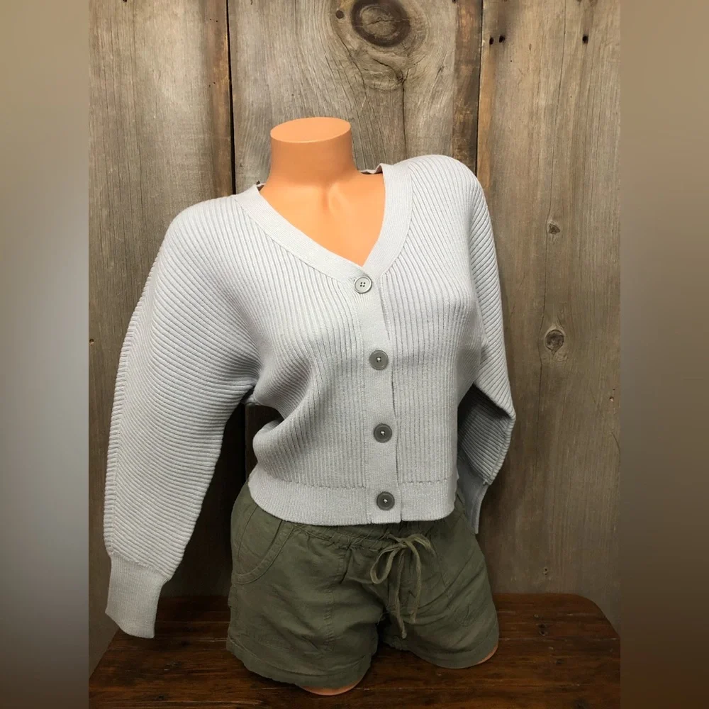 Express V-neck Dolman Sleeve Cardigan in Silver Heather Gray Size Small